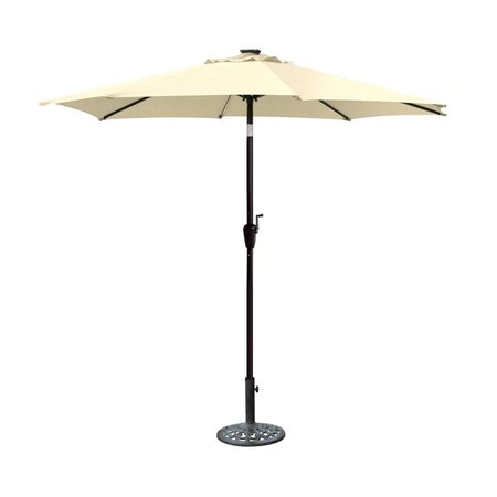 JECO 9 ft. Aluminum Umbrella with Crank & Solar Guide Tubes - Brown Pole & Tan Fabric OF-UB106